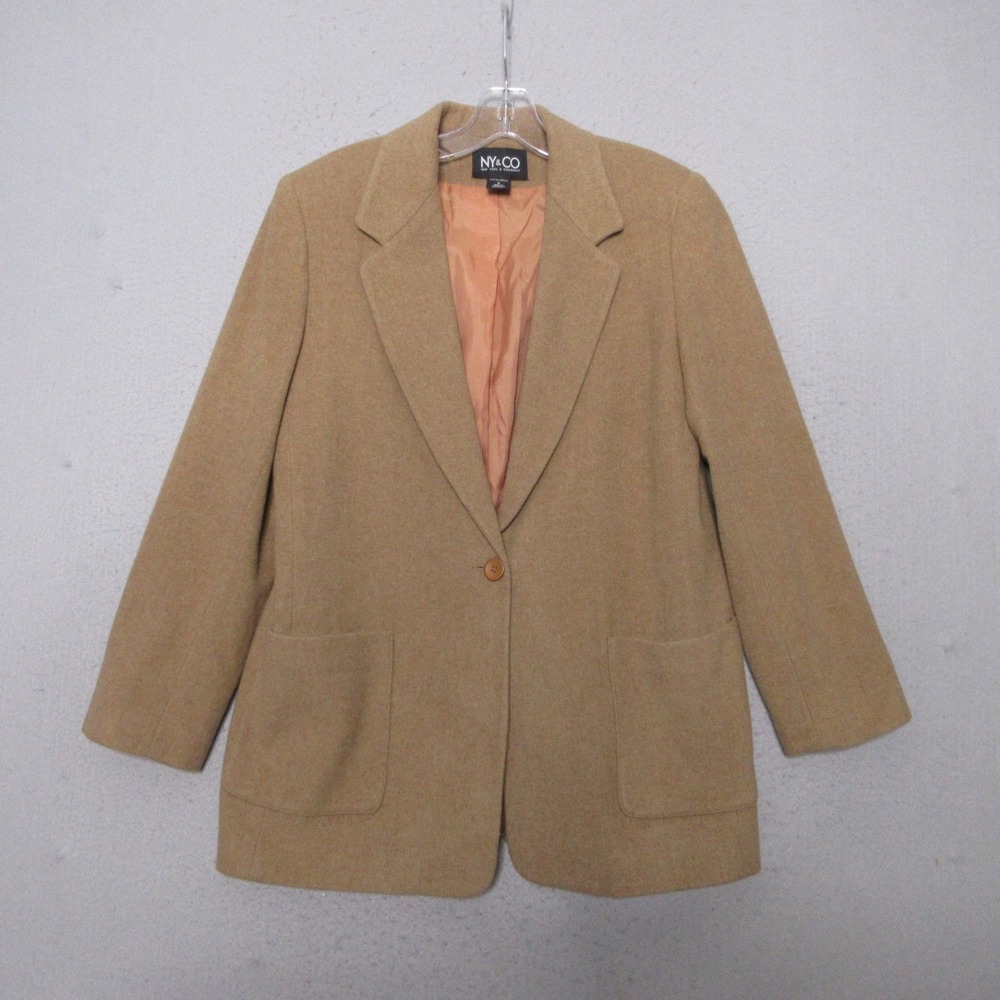 Vintage 90s NY&CO Blazer 8 Camel Color Wool Blend Academia Preppy‎ Oversized